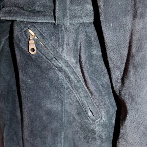 VTG Wilsons Womens Black Fur Lined Suede Leather Parka Coat Jacket Womens - Picture 8 of 16